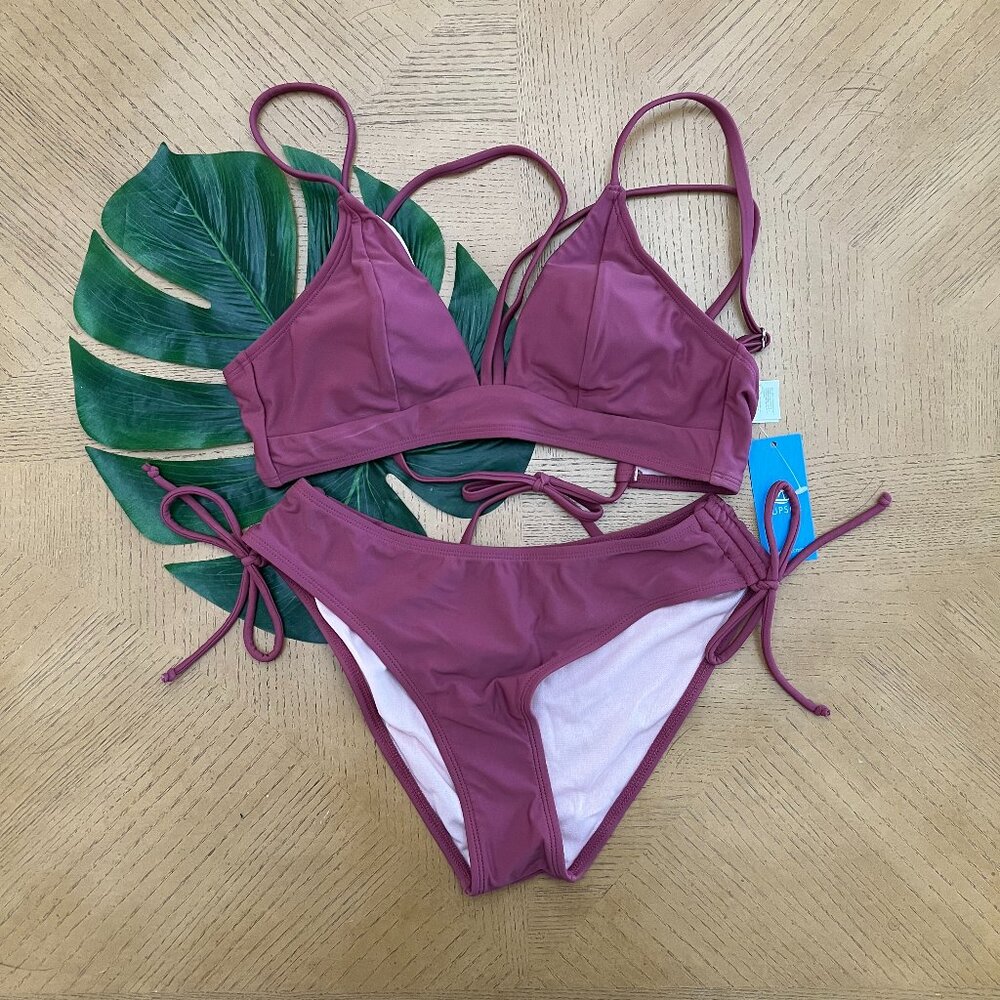 Cupshe NWT Dark Mauve Drawstring Bikini - Small